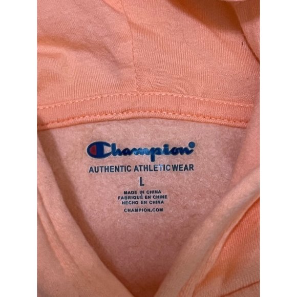 Champion Hoodie Orange Creamsicle Color Embroidered Spellout Womens Large - Picture 2 of 6